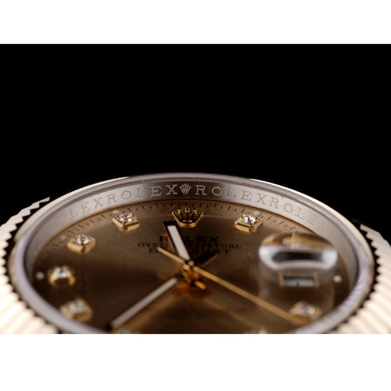 Aaa replica watch Rolex Dial Ribbed Steel 41978 Bezel Goldish Stainless Gold DateJust 0728